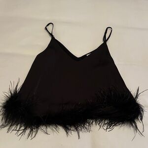 Entro Black Feather Trim Camisole